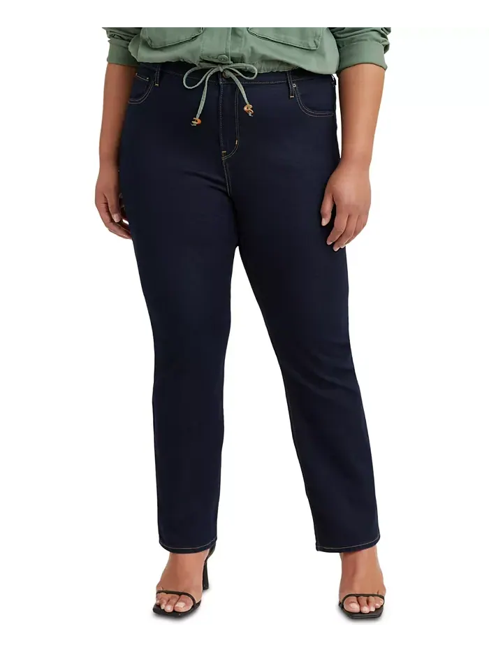 Модные джинсы прямого кроя с высокой посадкой 724 Plus Size Levi's — изображение 1 из 4, серый