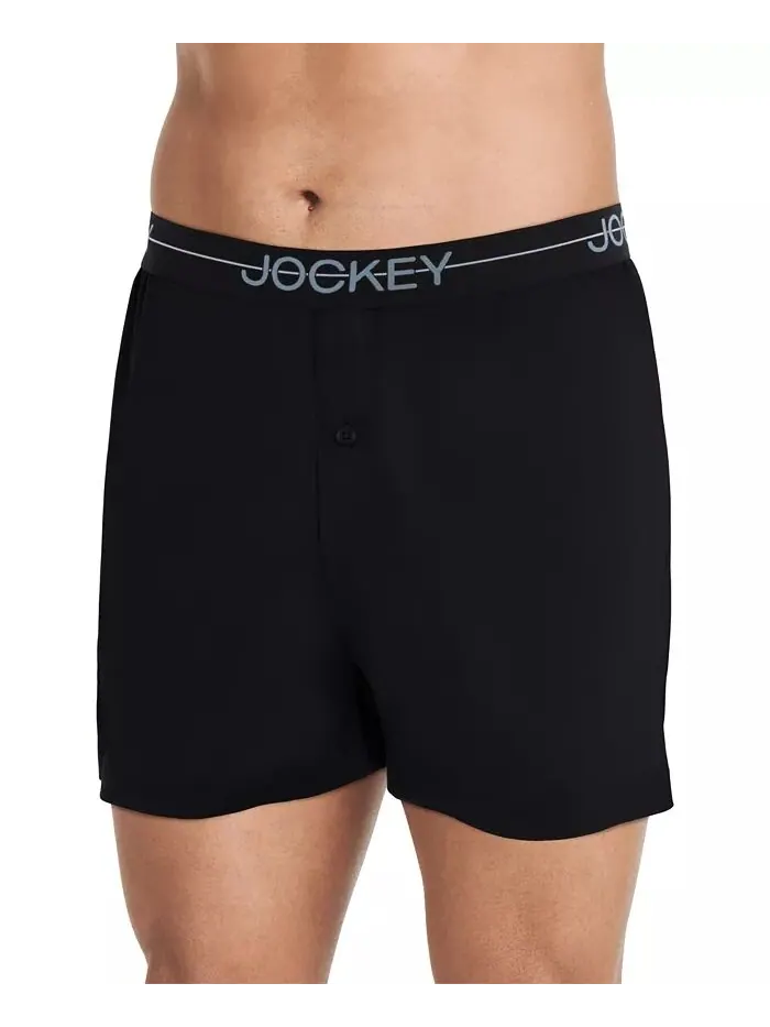 Мужские эластичные влагоотводящие боксеры Jockey — изображение 1 из 2, черный