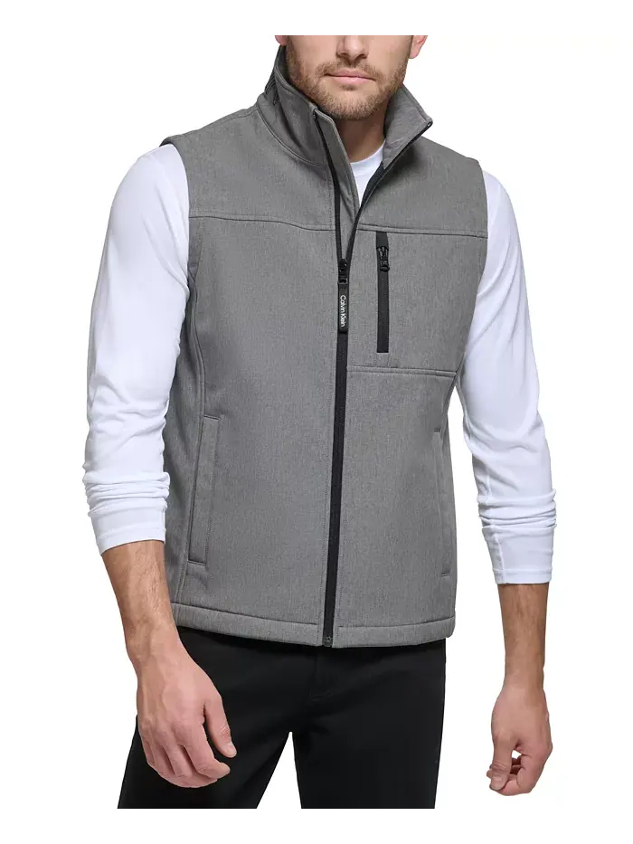 Мужская мягкая бесшовная жилетка Infinite Stretch Soft Shell Calvin Klein — изображение 1 из 8, светлый серый