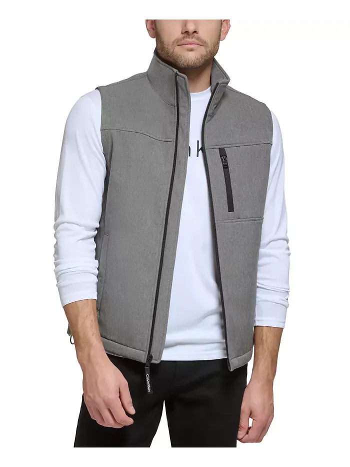 Мужская мягкая бесшовная жилетка Infinite Stretch Soft Shell Calvin Klein — изображение 3 из 8, светлый серый