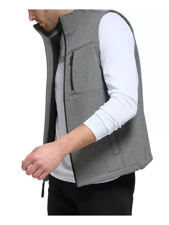 Мужская мягкая бесшовная жилетка Infinite Stretch Soft Shell Calvin Klein — изображение 4 из 8, светлый серый