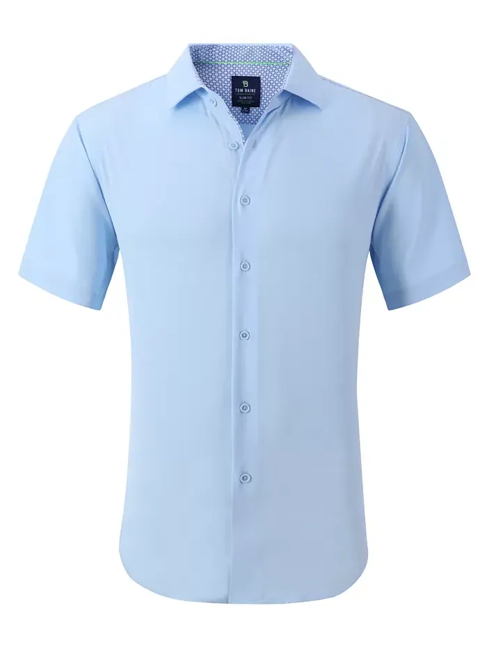Мужская приталенная короткая рукав рубашка Performance Button Down Tom Baine — изображение 1 из 7, синий