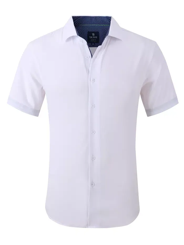 Мужская облегающая рубашка с коротким рукавом Performance Button Down Tom Baine — изображение 1 из 6, белый