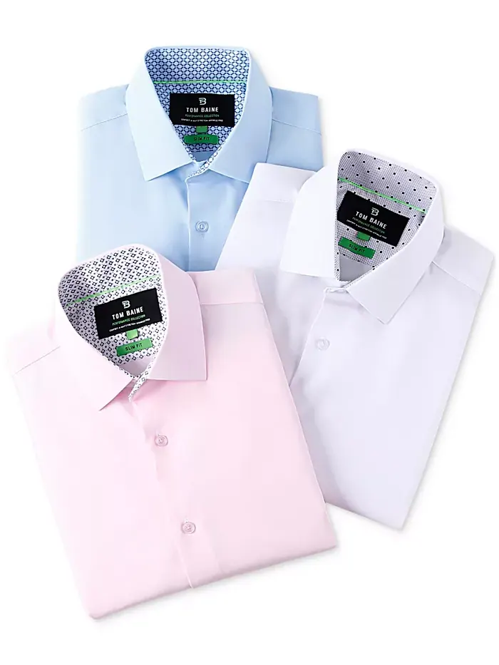 Мужская облегающая рубашка с коротким рукавом Performance Button Down Tom Baine — изображение 4 из 6, белый