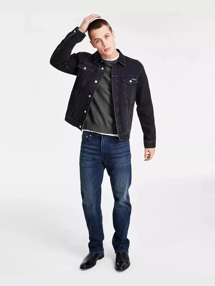 Мужская куртка Trucker, свитер с логотипом Monogram, однотонная футболка и стандартные эластичные