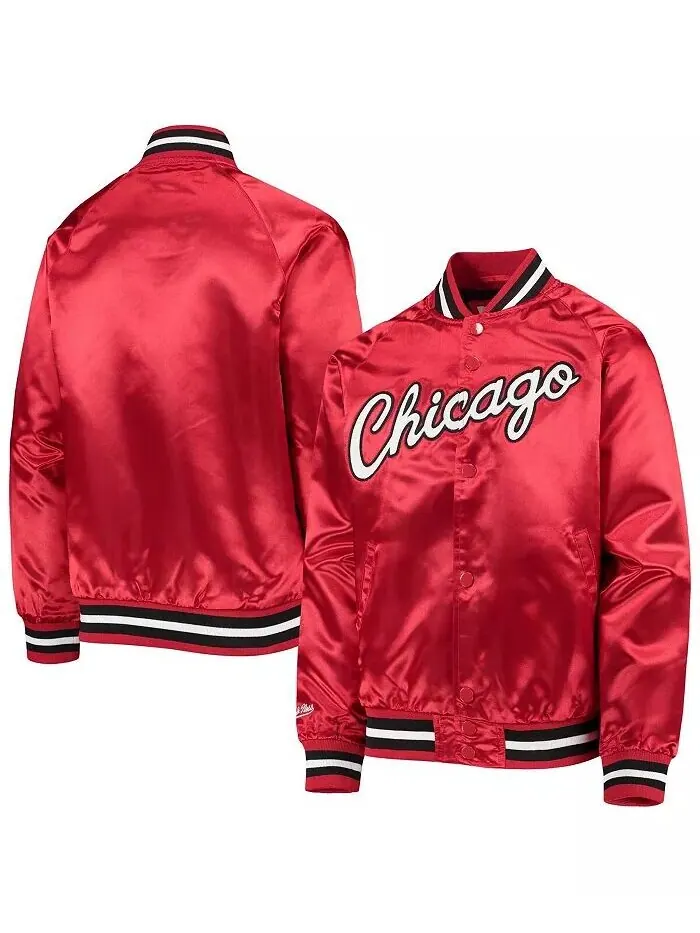 Куртка Red Chicago Bulls Hardwood Classics Satin Raglan Full-Snap для больших мальчиков и девочек — изображение 2 из 8
