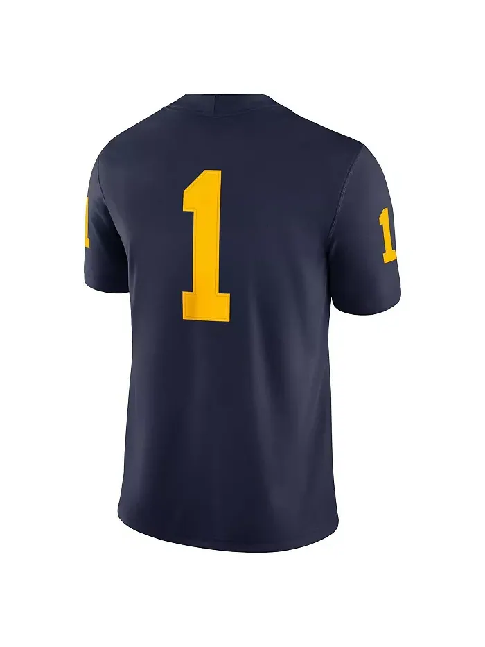 Мужская игровая футболка Michigan Wolverines 1 Jordan — изображение 2 из 3, темно-синий