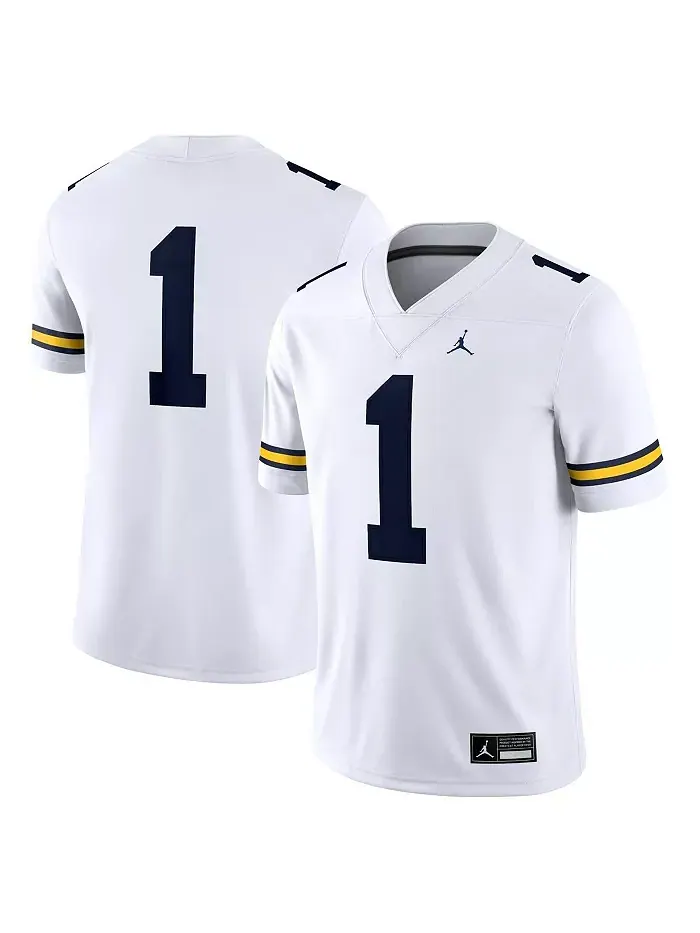 Мужская игровая футболка Michigan Wolverines 1 Jordan — изображение 1 из 5, белый