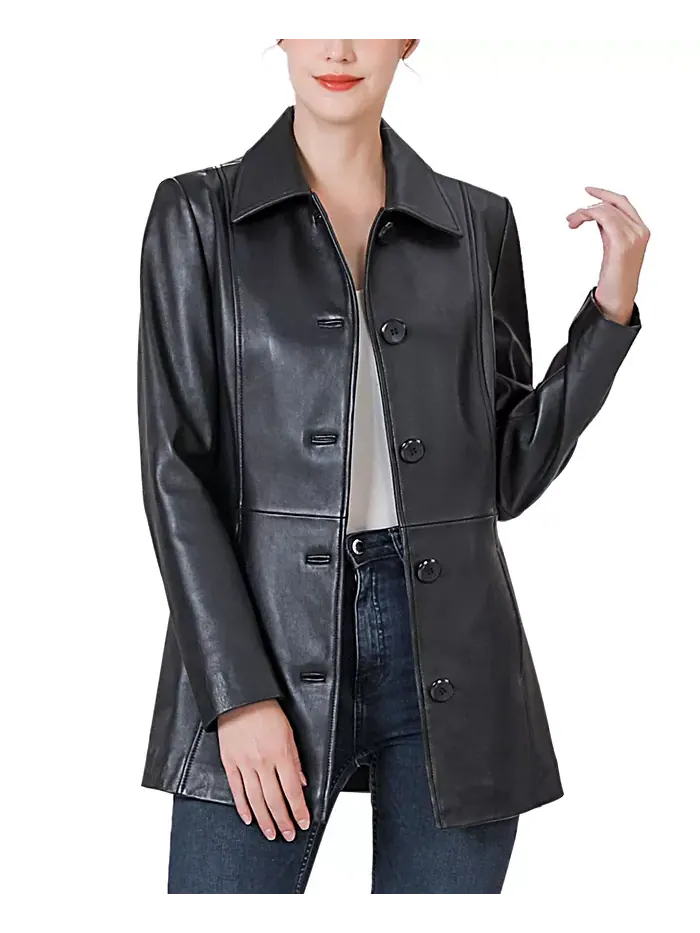 Женское кожаное пальто Dana Car Coat BGSD — черный