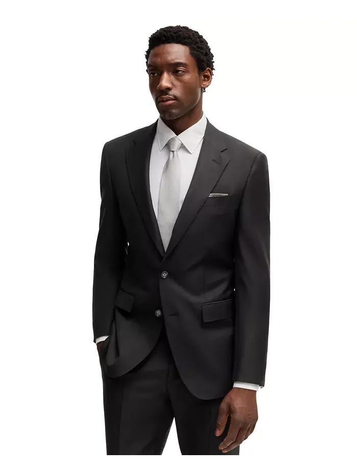Мужской костюм из чистой шерсти Slim-Fit Hugo Boss — изображение 1 из 4, черный