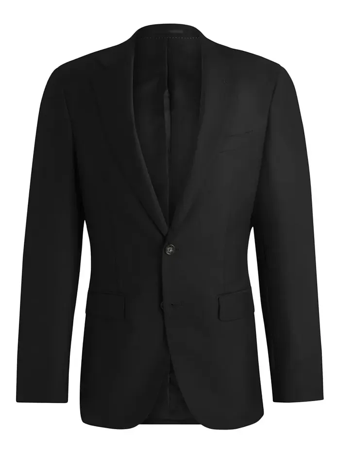 Мужской костюм из чистой шерсти Slim-Fit Hugo Boss — изображение 2 из 4, черный