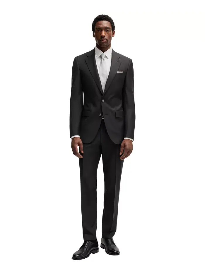 Мужской костюм из чистой шерсти Slim-Fit Hugo Boss — изображение 3 из 4, черный