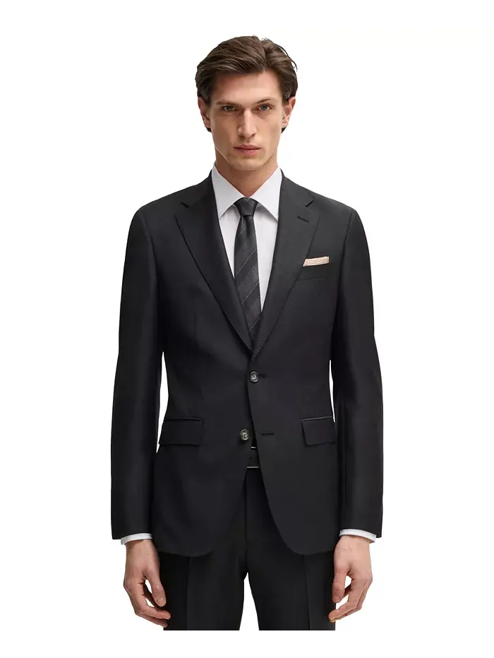 Мужской костюм Slim-Fit из чистой шерсти Hugo Boss — изображение 1 из 4, серый