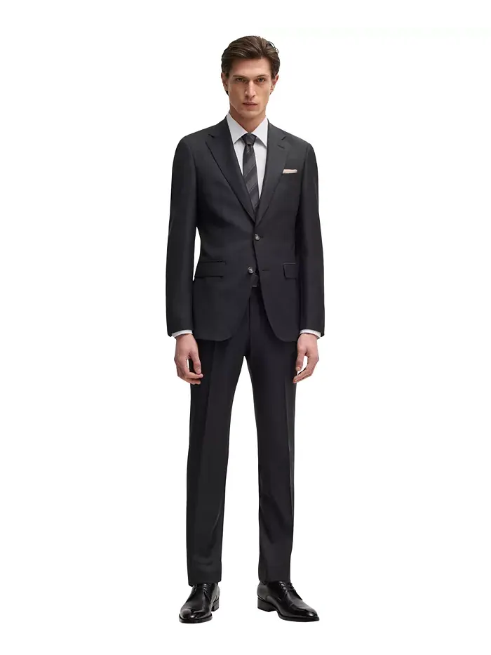 Мужской костюм Slim-Fit из чистой шерсти Hugo Boss — изображение 3 из 4, серый
