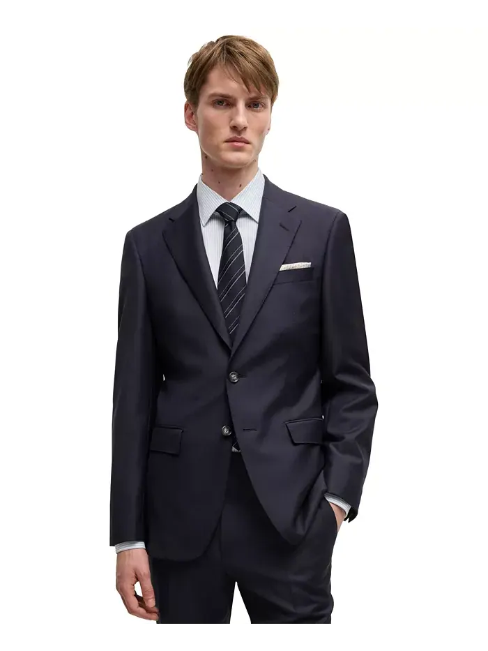 Мужской костюм Slim-Fit из чистой шерсти Hugo Boss — изображение 1 из 4, синий