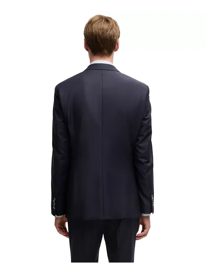 Мужской костюм из чистой шерсти Slim-Fit Hugo Boss — изображение 4 из 4, темно-синий