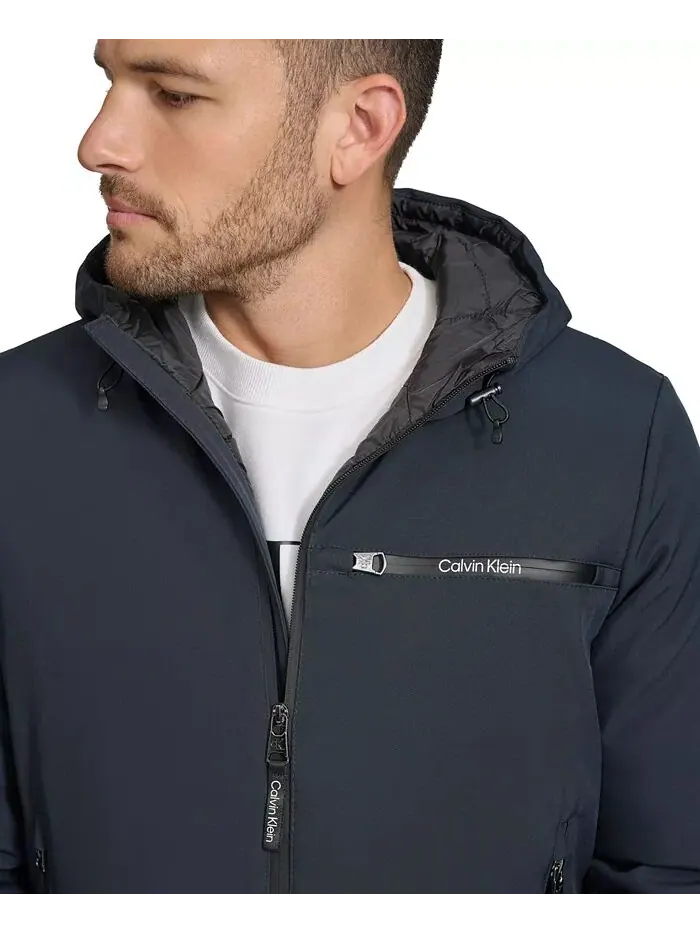 Мужская куртка Infinite Stretch с капюшоном, водонепроницаемая Calvin Klein — изображение 5 из 6, темно-синий