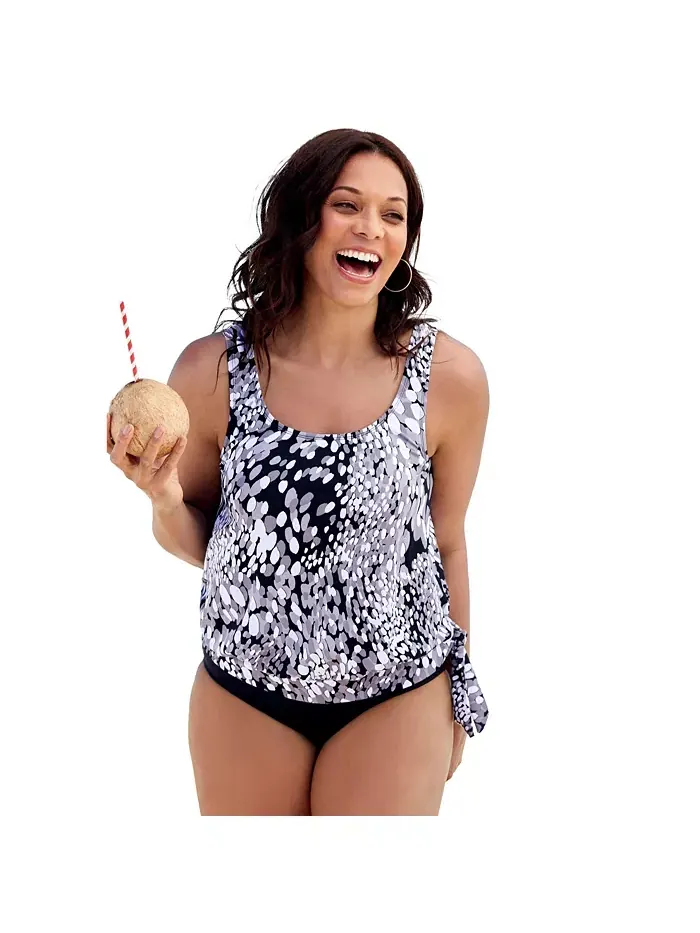 Женский топ-танкини с завязками по бокам и кокеткой Swimsuits for All — изображение 1 из 2
