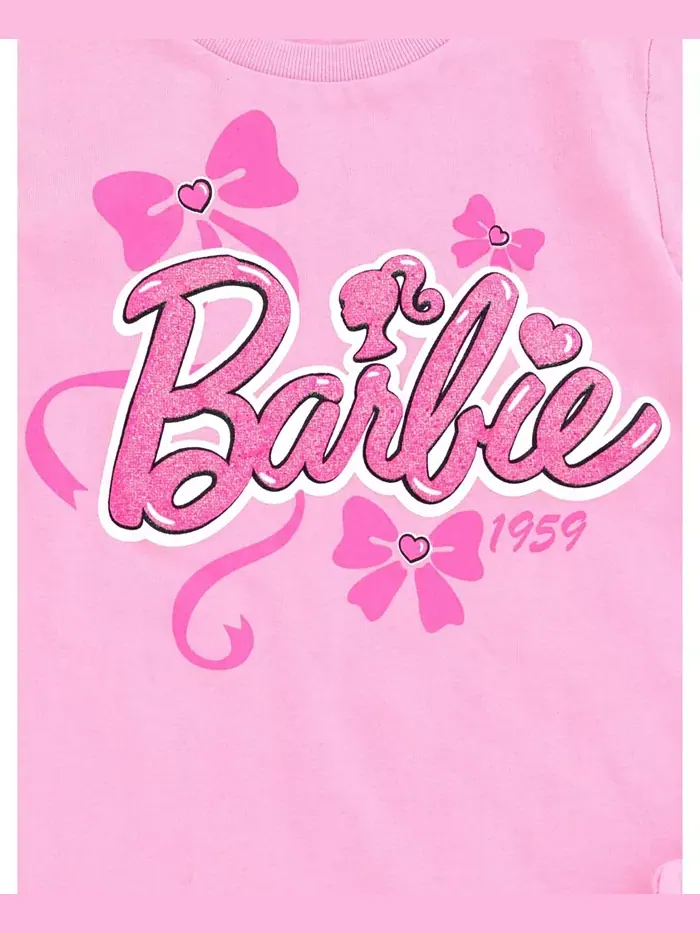 Детский комплект: футболка с пеплумом и шорты для девочек Barbie — изображение 4 из 6, розовый/синий
