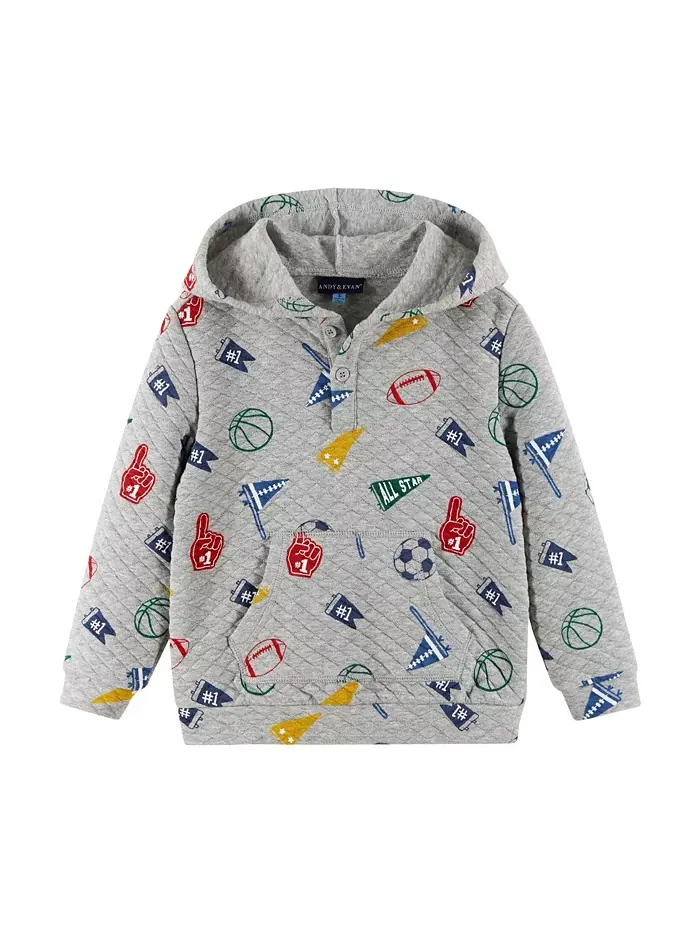 Детский спортивный комплект с капюшоном Varsity Print Andy & Evan — изображение 3 из 3, серый