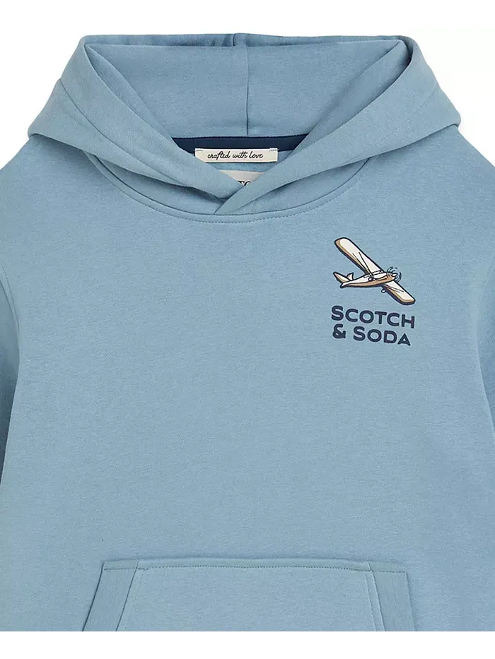 Мальчики 8-16 лет худи со стильным принтом Scotch & Soda — изображение 3 из 3, синий