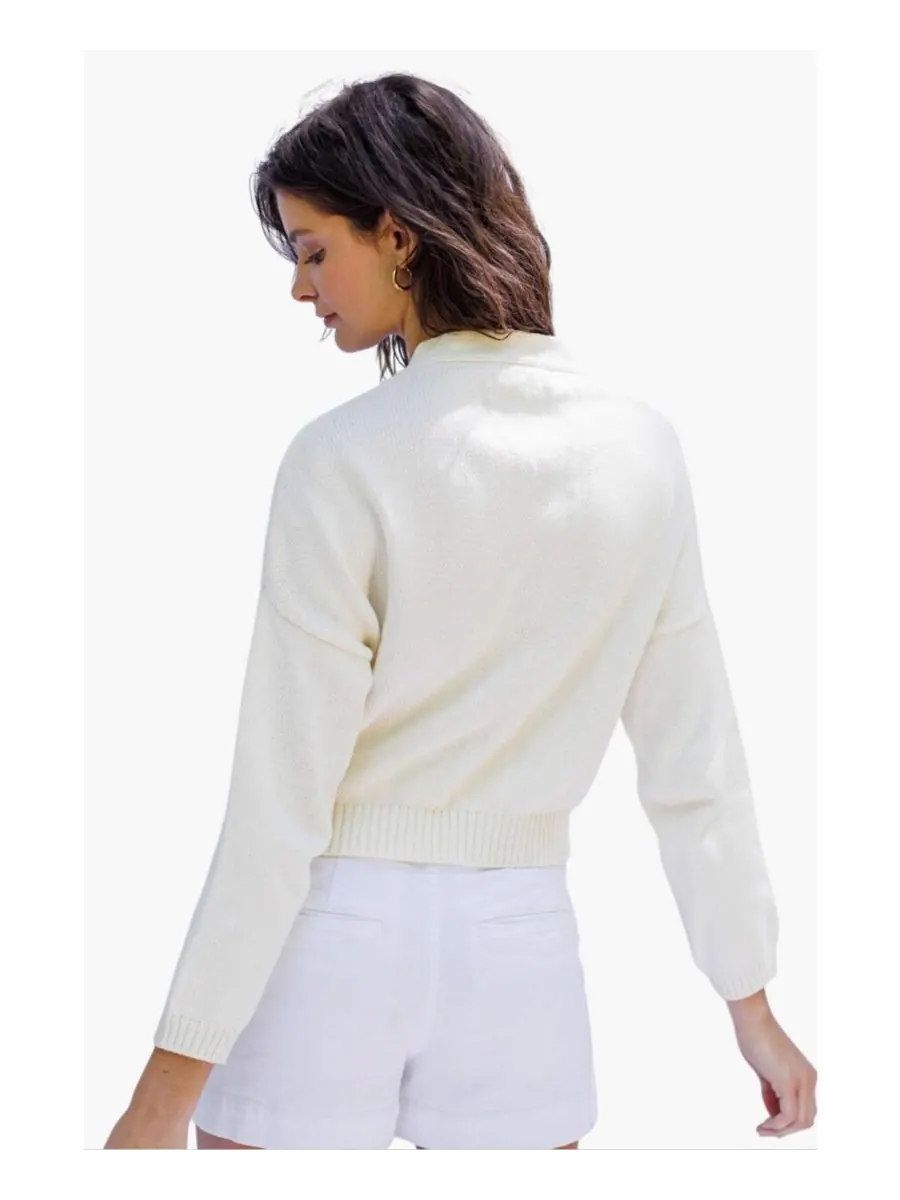 Женский хлопковый укороченный кардиган Diana Paneros Clothing — изображение 2 из 3, овсяное молоко
