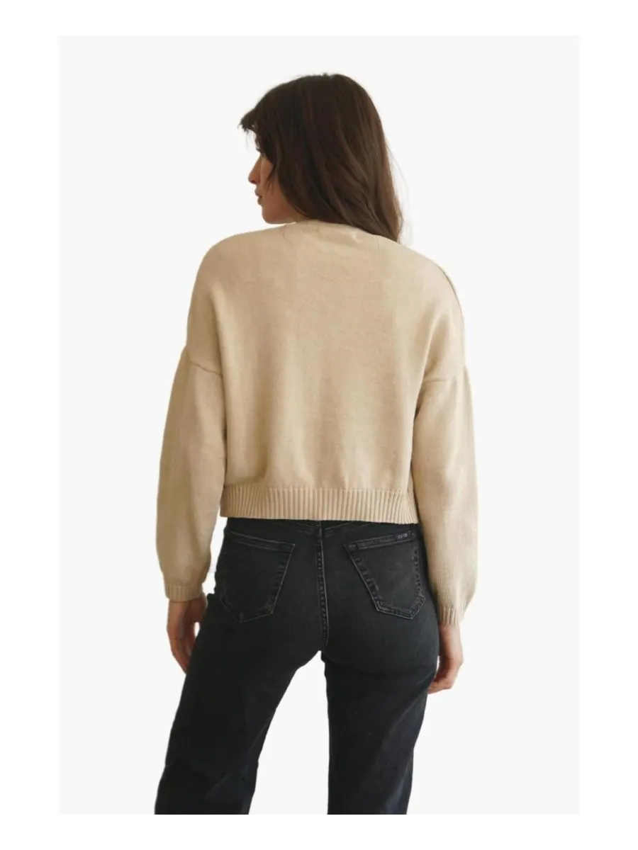 Женский хлопковый укороченный кардиган Diana Paneros Clothing — изображение 2 из 3, бежевый