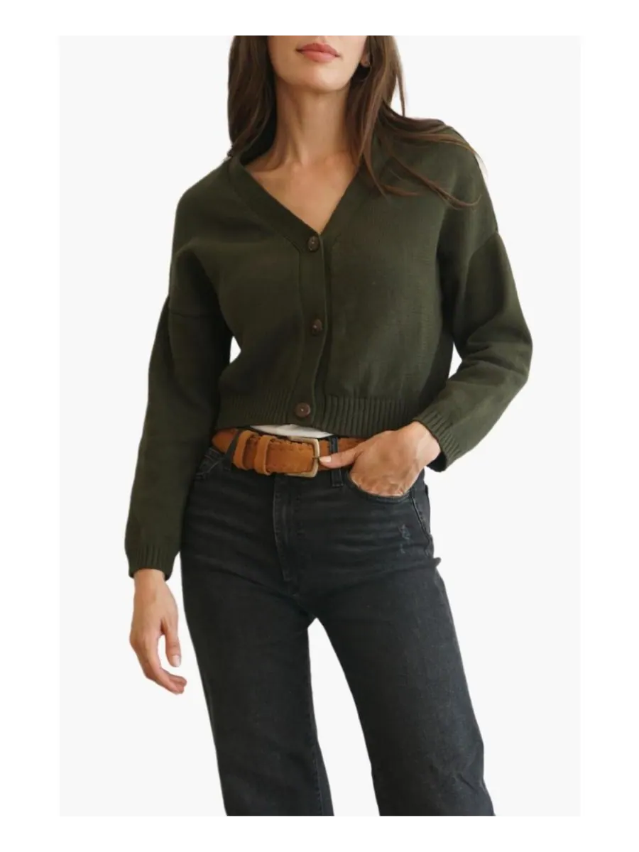 Женский хлопковый укороченный кардиган Diana Paneros Clothing — зеленый