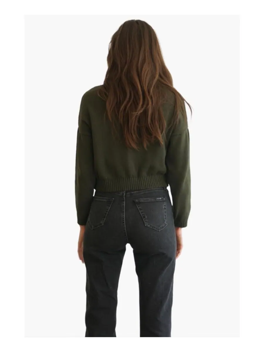 Женский хлопковый укороченный кардиган Diana Paneros Clothing — изображение 2 из 3, зеленый
