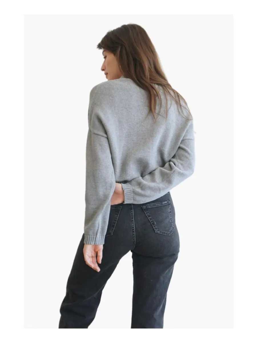 Женский хлопковый укороченный кардиган Diana Paneros Clothing — изображение 2 из 3, серый