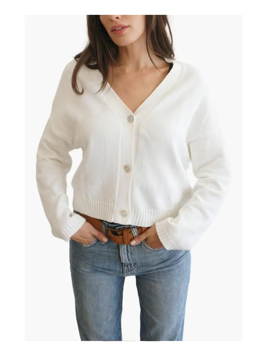 Женский хлопковый укороченный кардиган Diana Paneros Clothing — белый