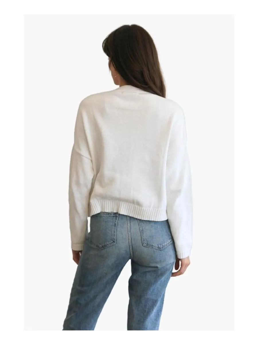 Женский хлопковый укороченный кардиган Diana Paneros Clothing — изображение 2 из 3, белый