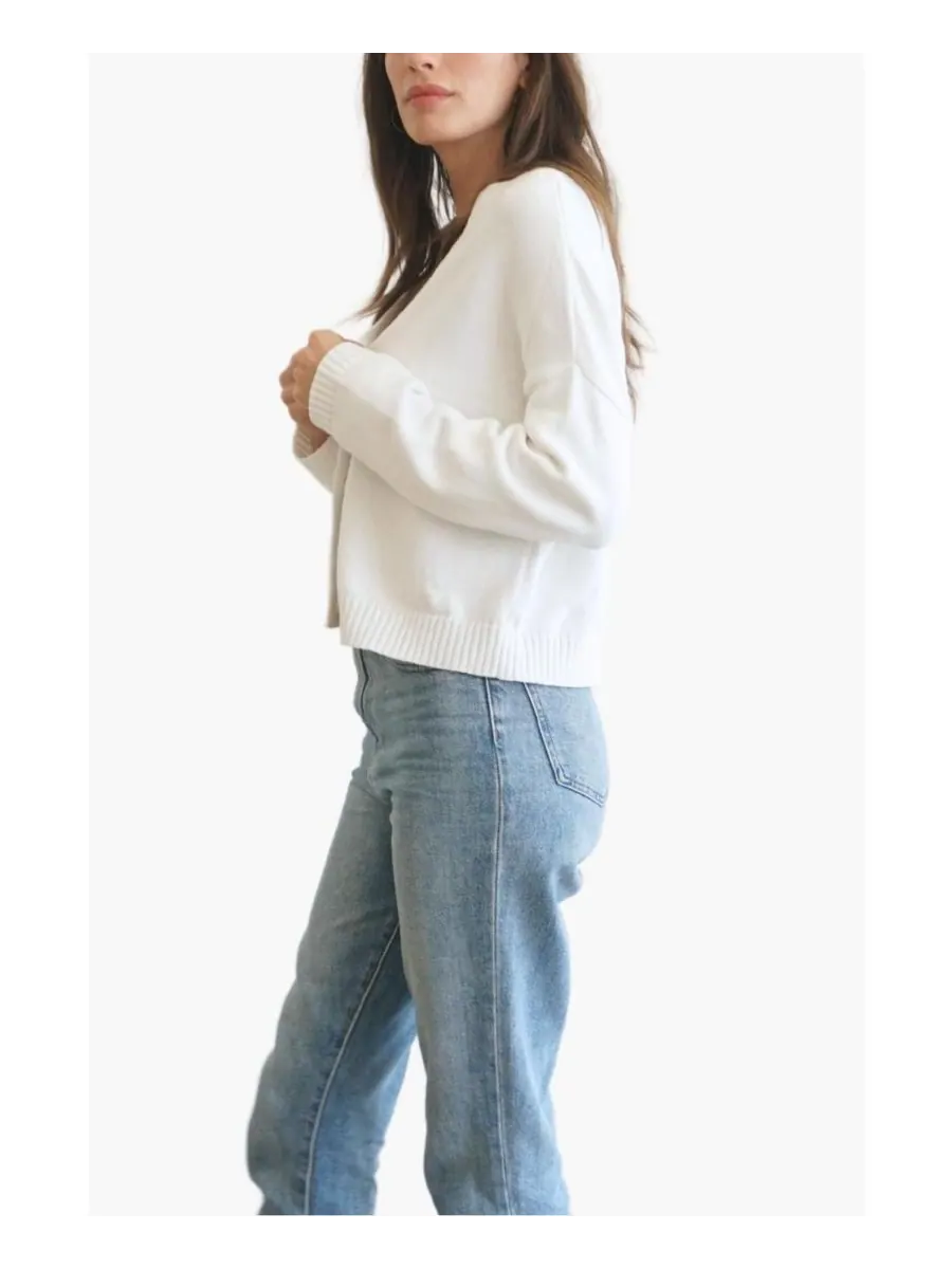 Женский хлопковый укороченный кардиган Diana Paneros Clothing — изображение 3 из 3, белый