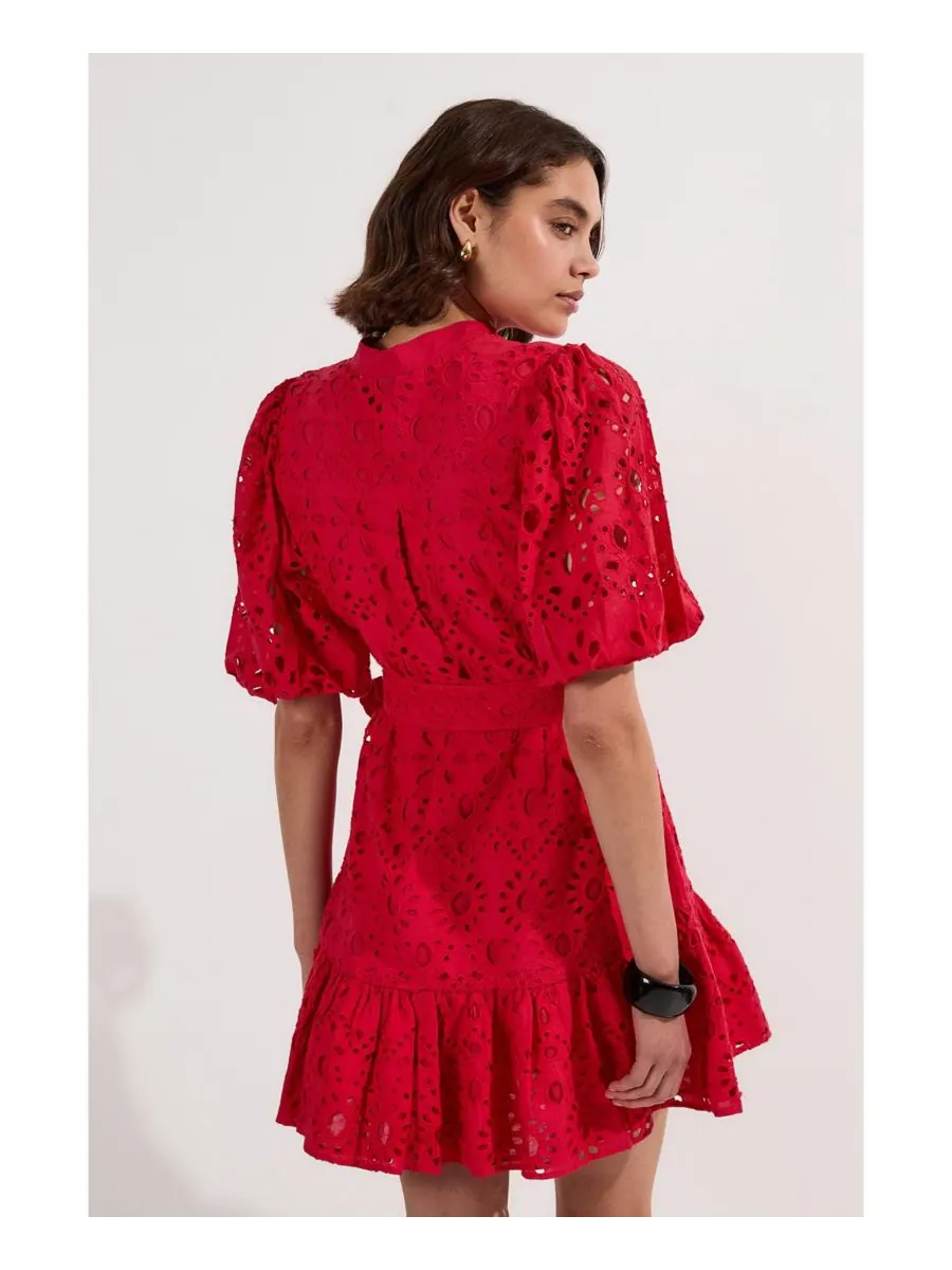 Женское мини-платье с тканым поясом Karen Millen — изображение 3 из 8, красный