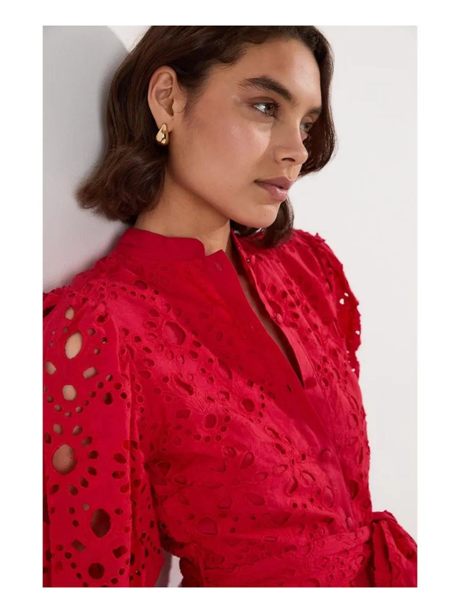 Женское мини-платье с тканым поясом Karen Millen — изображение 5 из 8, красный