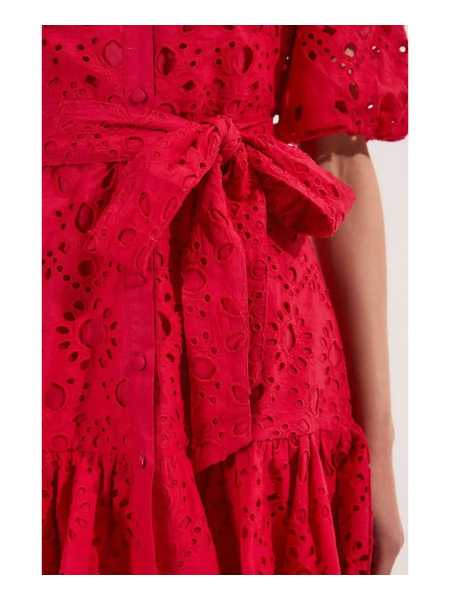 Женское мини-платье с тканым поясом Karen Millen — изображение 6 из 8, красный