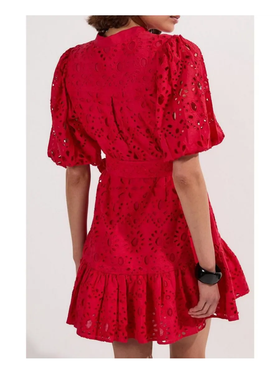 Женское мини-платье с тканым поясом Karen Millen — изображение 7 из 8, красный