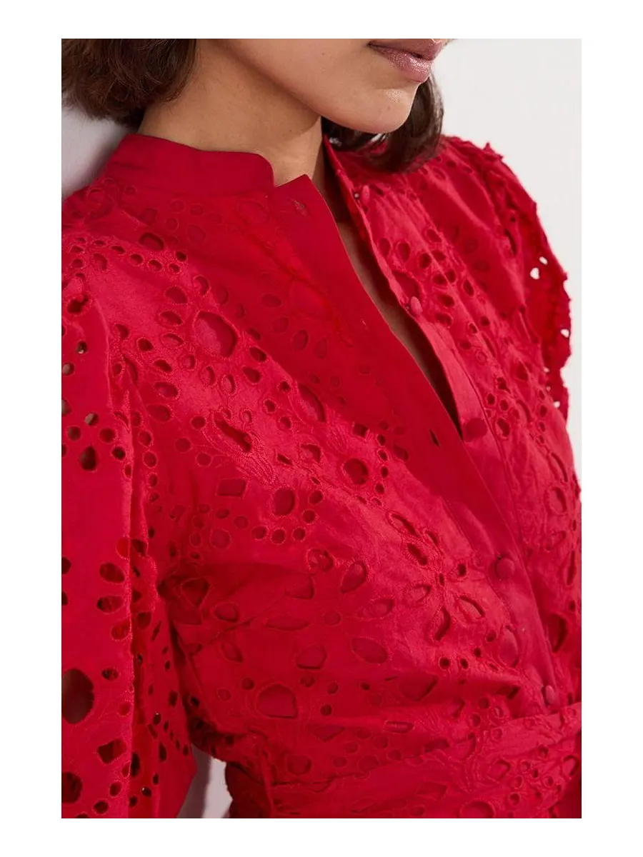 Женское мини-платье с тканым поясом Karen Millen — изображение 8 из 8, красный