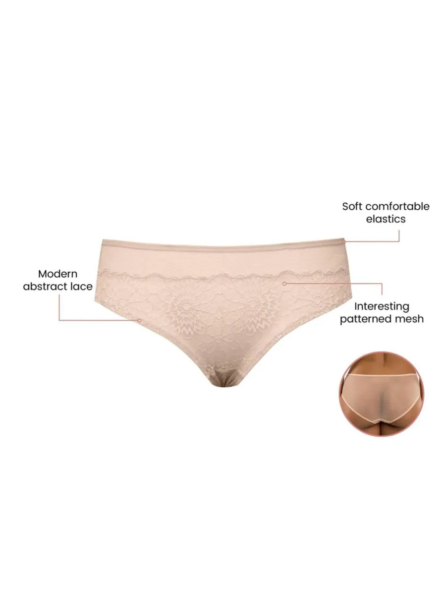 Женские трусики-хипстеры Luxlacy Pretty из кружева и сетки с удлиненным узором Камео Роза PARFAIT — изображение 3 из 4