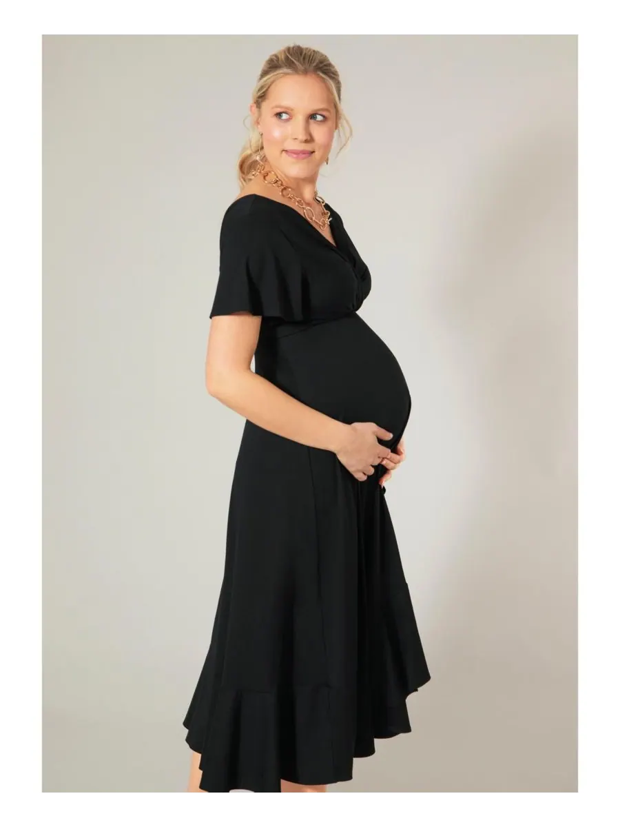 Платье-миди для беременных "водопад" Tiffany Rose Maternity — изображение 4 из 8, черный