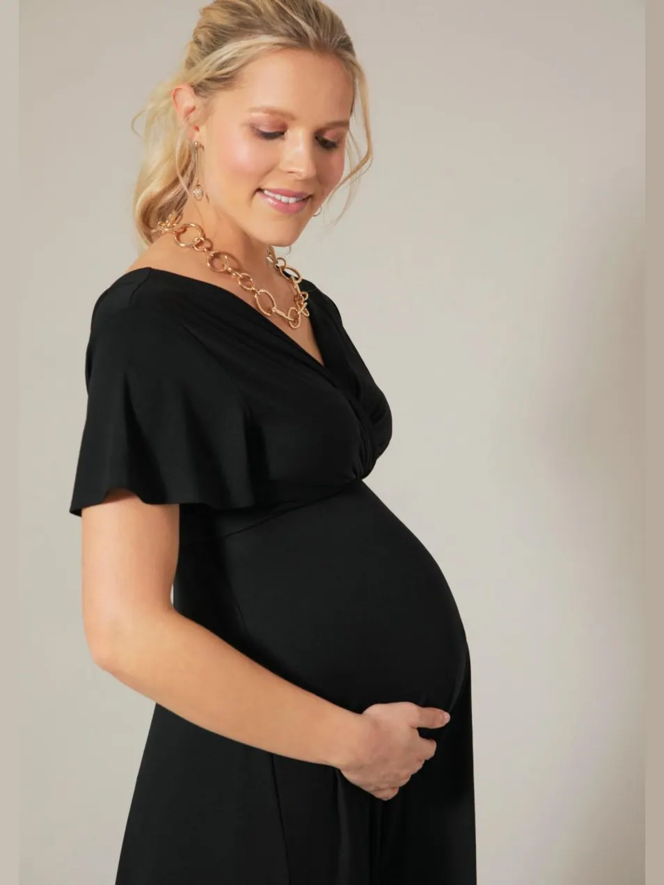 Платье-миди для беременных "водопад" Tiffany Rose Maternity — изображение 7 из 8, черный