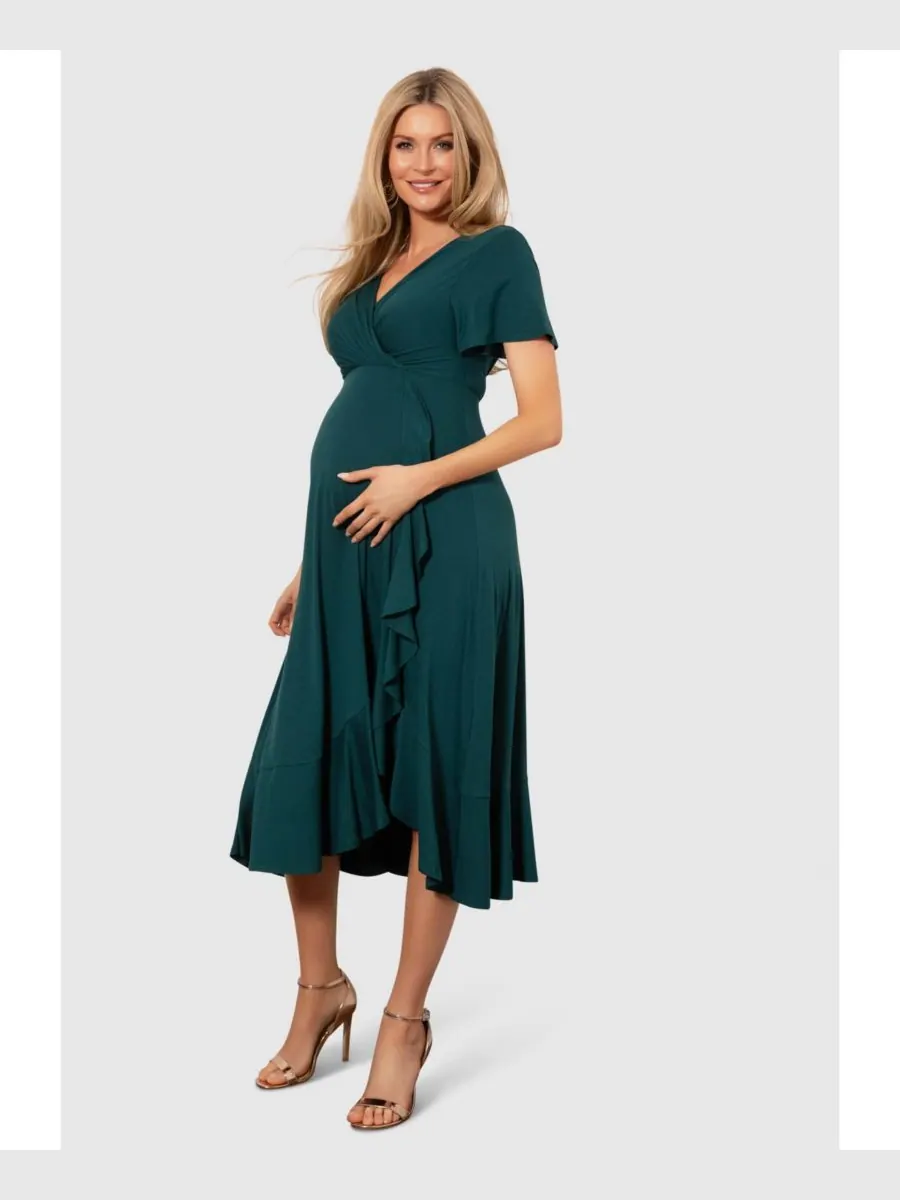 Платье-миди для беременных "водопад" Tiffany Rose Maternity — зеленый