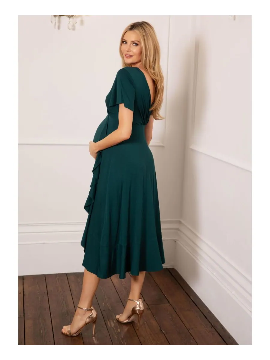 Платье-миди для беременных "водопад" Tiffany Rose Maternity — изображение 3 из 8, глубокий зеленый