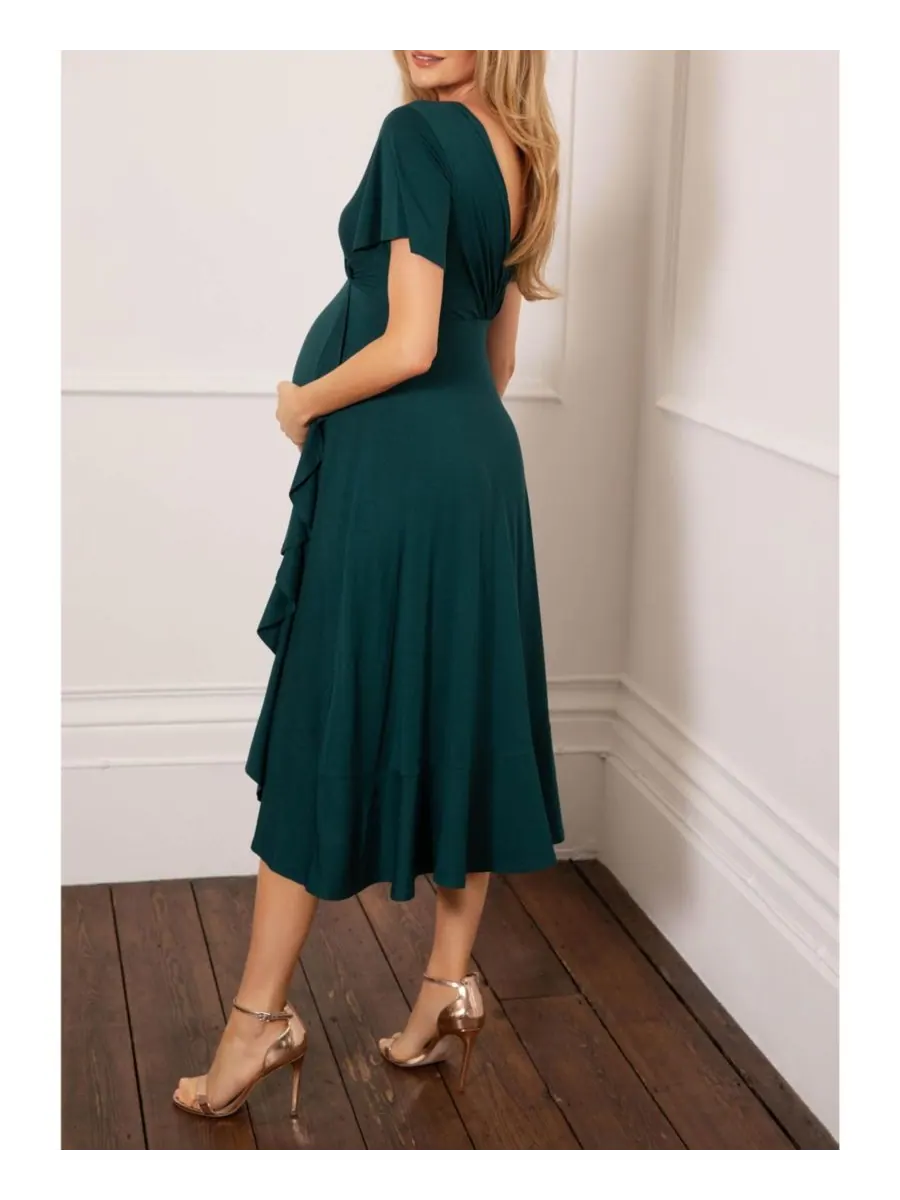 Платье-миди для беременных "водопад" Tiffany Rose Maternity — изображение 8 из 8, глубокий зеленый