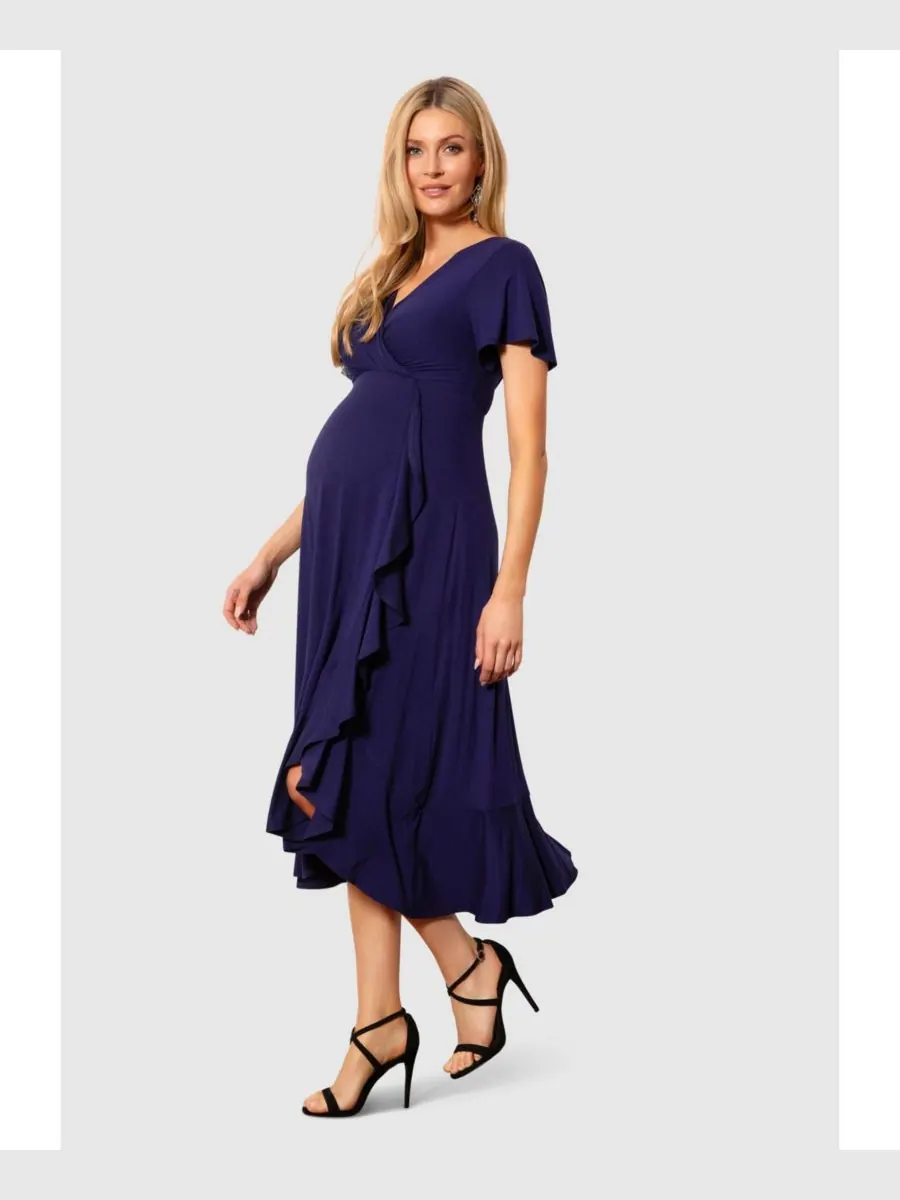 Платье-миди для беременных "водопад" Tiffany Rose Maternity — изображение 1 из 8, синий