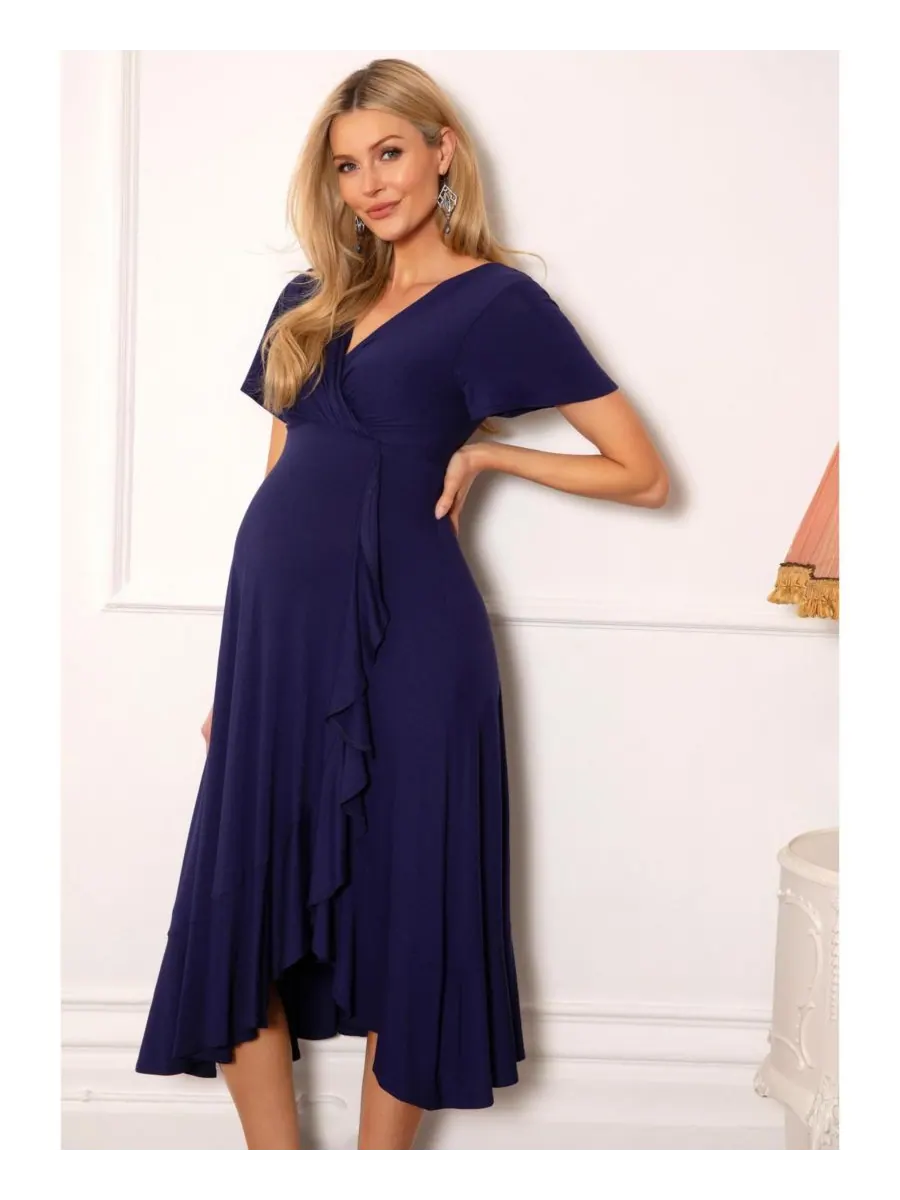 Платье-миди для беременных "водопад" Tiffany Rose Maternity — изображение 4 из 8, синий