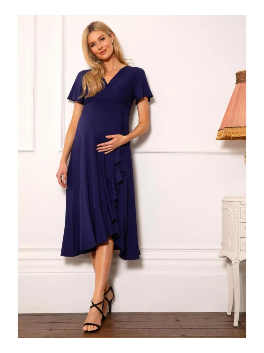 Платье-миди для беременных "водопад" Tiffany Rose Maternity — изображение 5 из 8, синий
