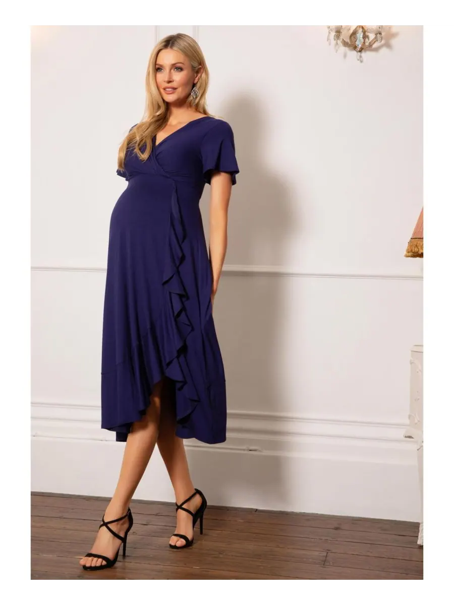 Платье-миди для беременных "водопад" Tiffany Rose Maternity — изображение 6 из 8, синий