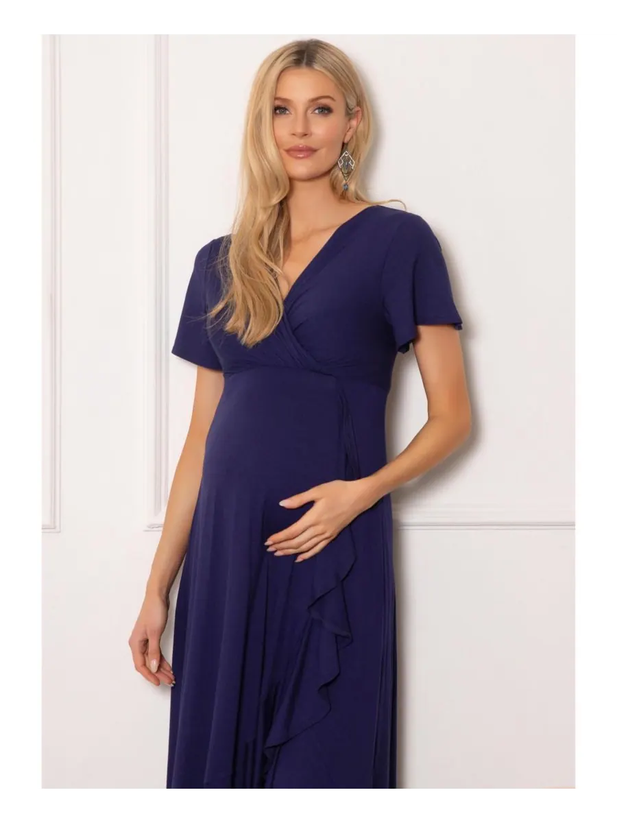 Платье-миди для беременных "водопад" Tiffany Rose Maternity — изображение 8 из 8, синий