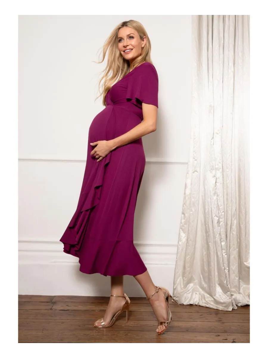 Платье-миди для беременных "водопад" Tiffany Rose Maternity — изображение 4 из 8, винный